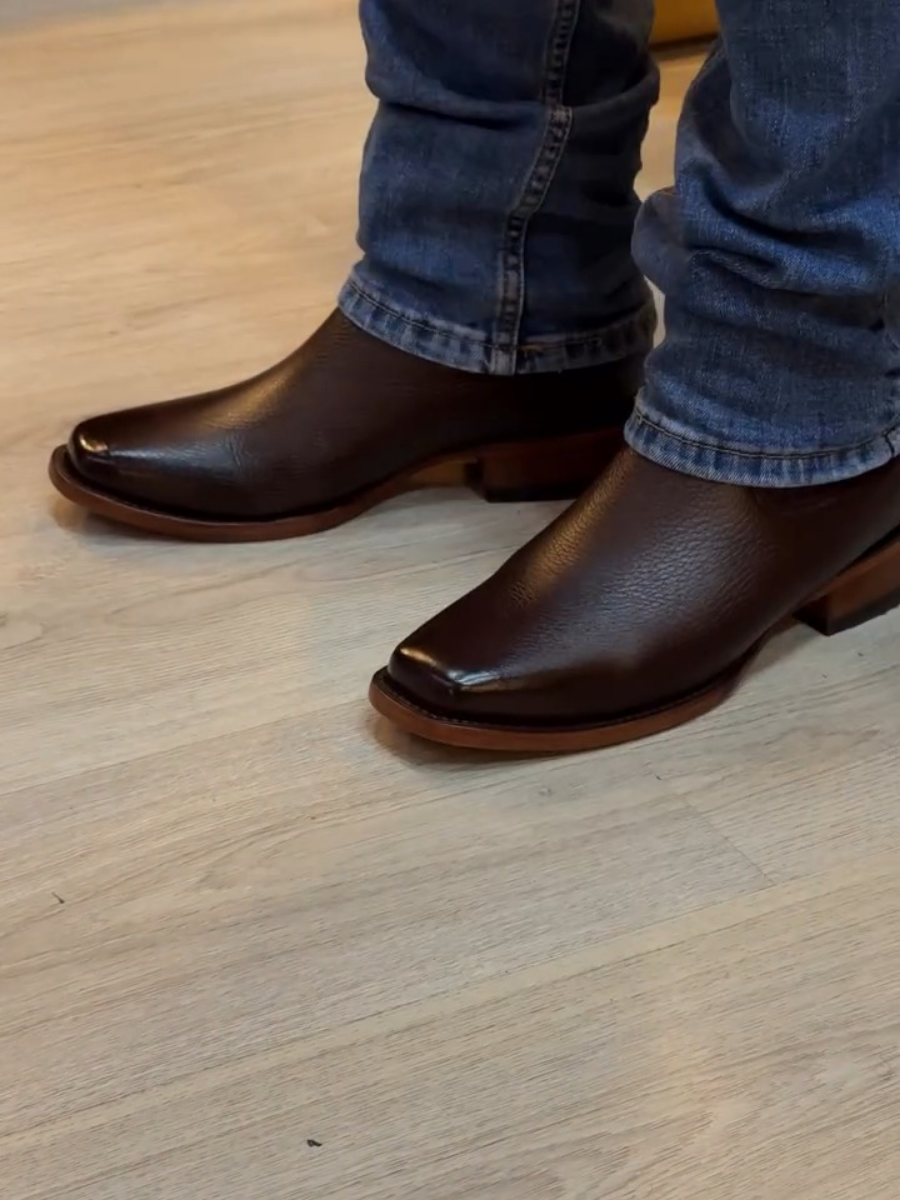 Brown Deerskin Pointed Toe Ankle Boots