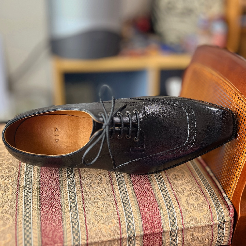 Genuine Leather Handmade Square Toe Lace-up Casual Leather Shoes