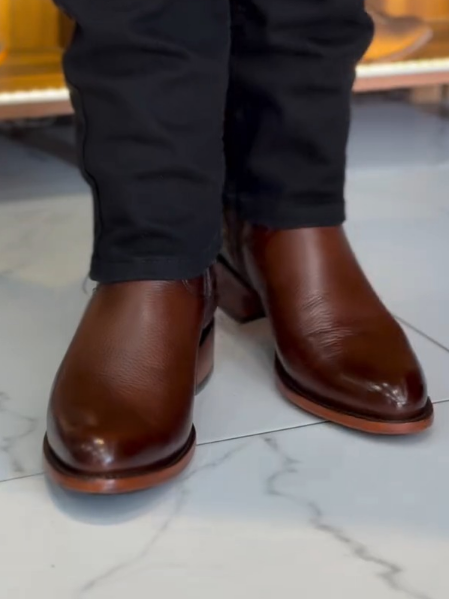 Round Toe Genuine Leather Versatile Casual Boots