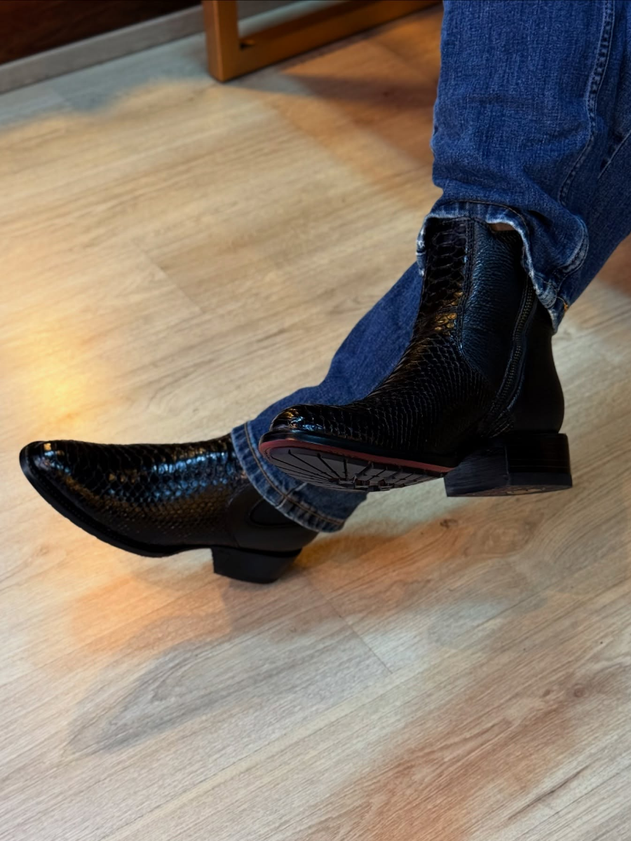 Snake Print Handmade Ankle Boots