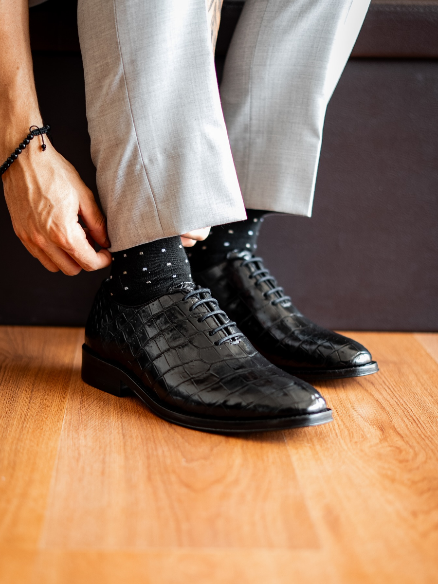 Stone Pattern Casual Leather Shoes