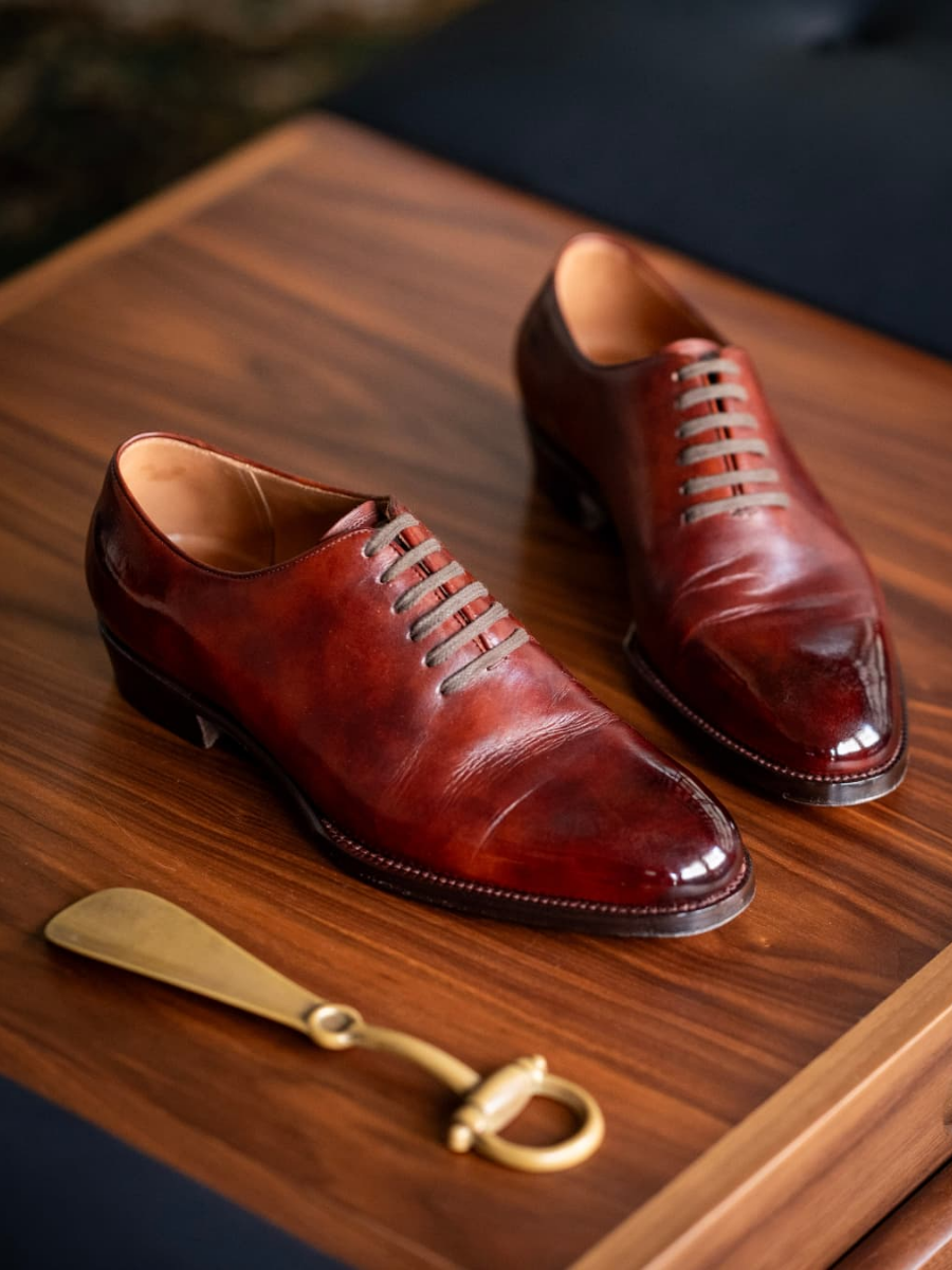 Genuine Leather Handmade Shiny Lace-up Shoes
