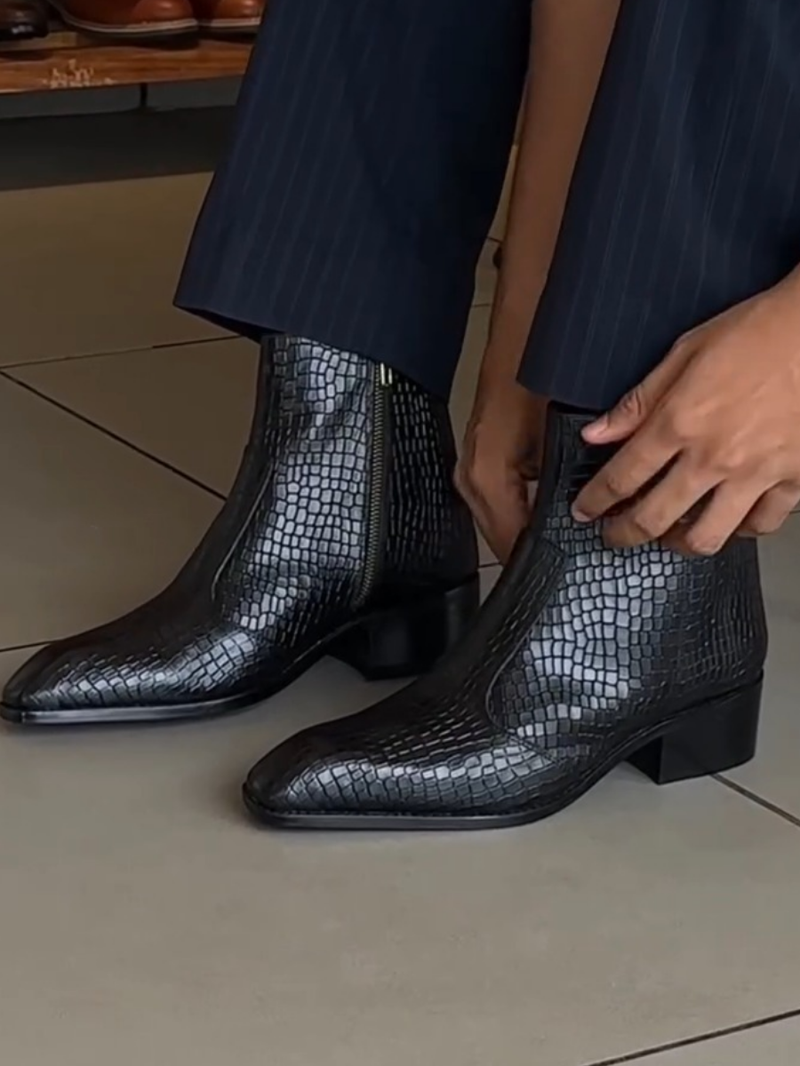 Pointed Chelsea Leather Boots