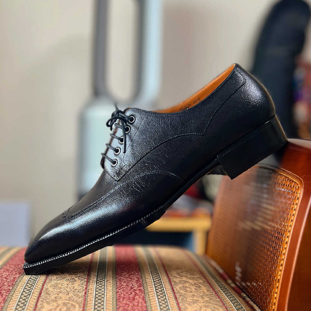 Genuine Leather Handmade Square Toe Lace-up Casual Leather Shoes