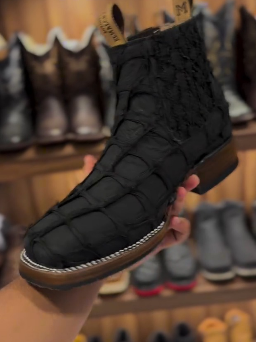 Black Checkered Western Boots