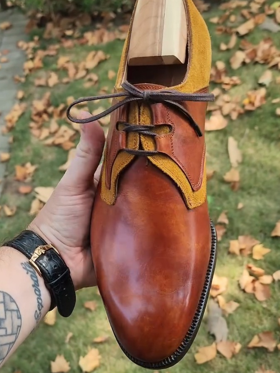 Colorblock Personalized Formal Leather Oxford Shoes