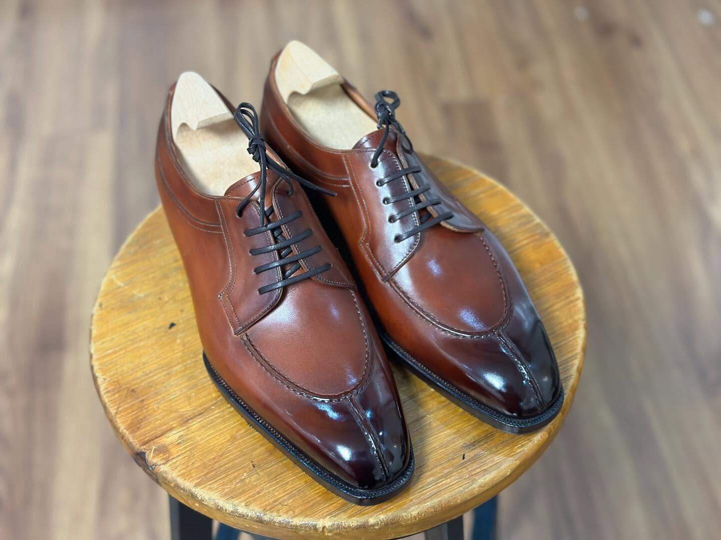 Italian Norwegian Stitched Low-top Cowhide Genuine Leather Shoes