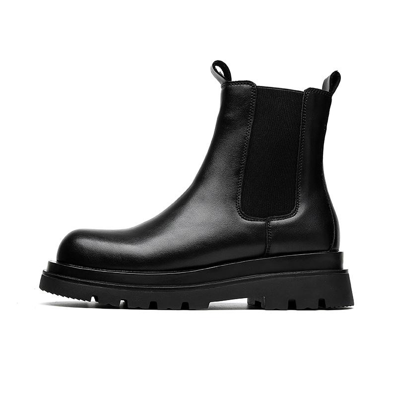 Chelsea Boots Men's High Top Leather Shoes Cigarette Boots