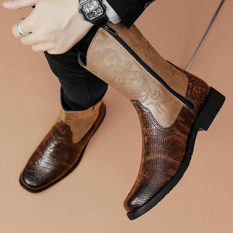 Retro Trendy Thick-soled Chelsea Leather Boots