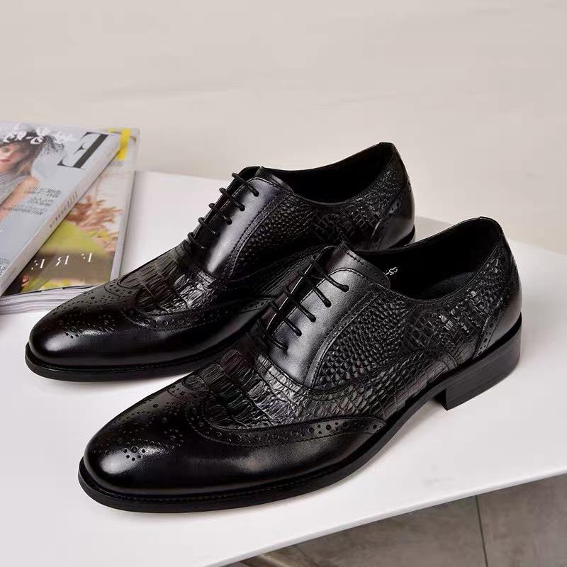 Oxford Vintage Leather Shoes Crocodile Pattern Leather Shoes