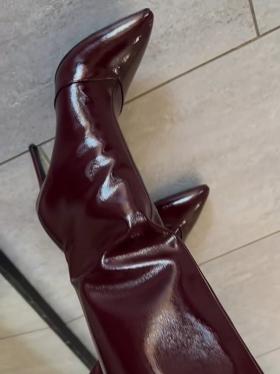 Burgundy Leather Fashion Boots