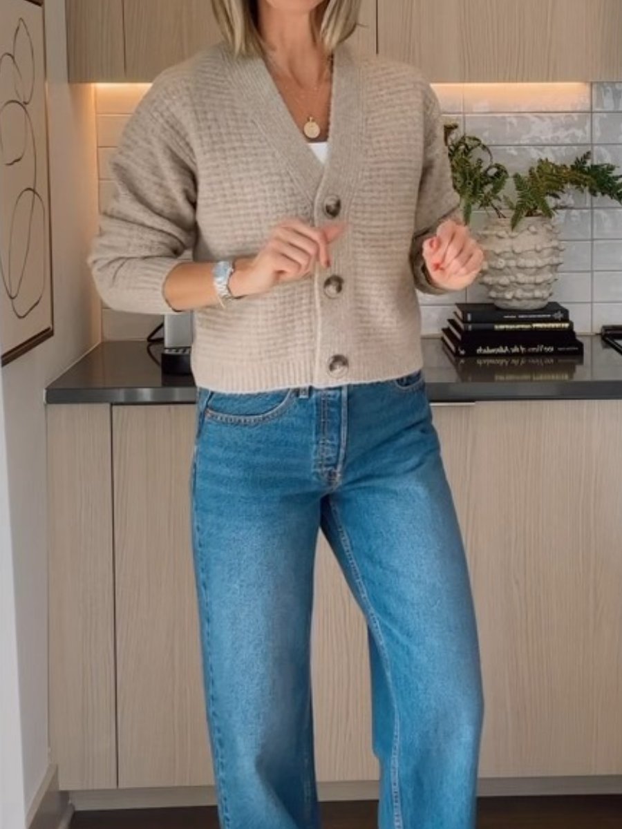 Women's Cozy Knit Button-Down Cardigan