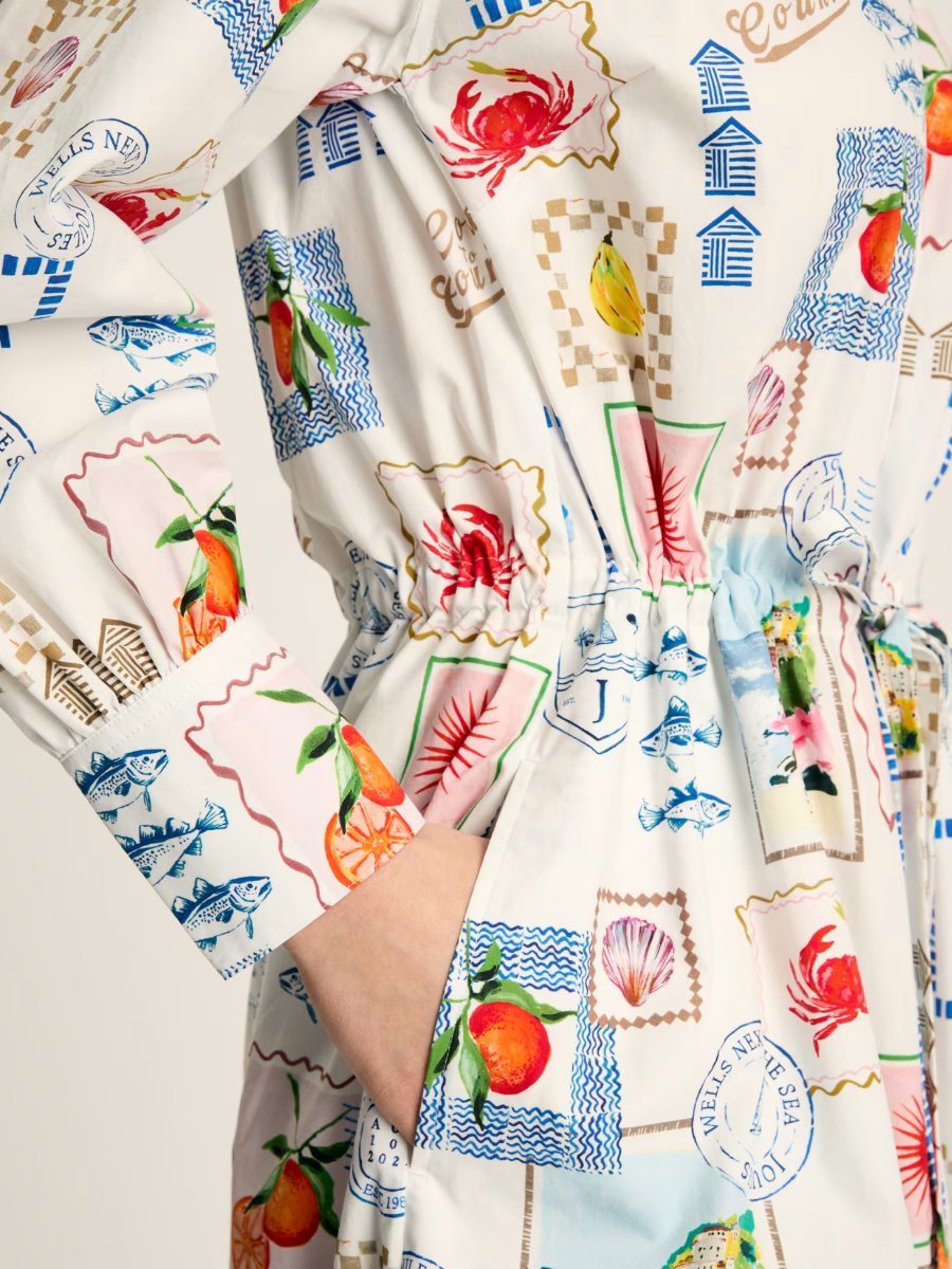 Pure Cotton Printed Midi Shirt Dress