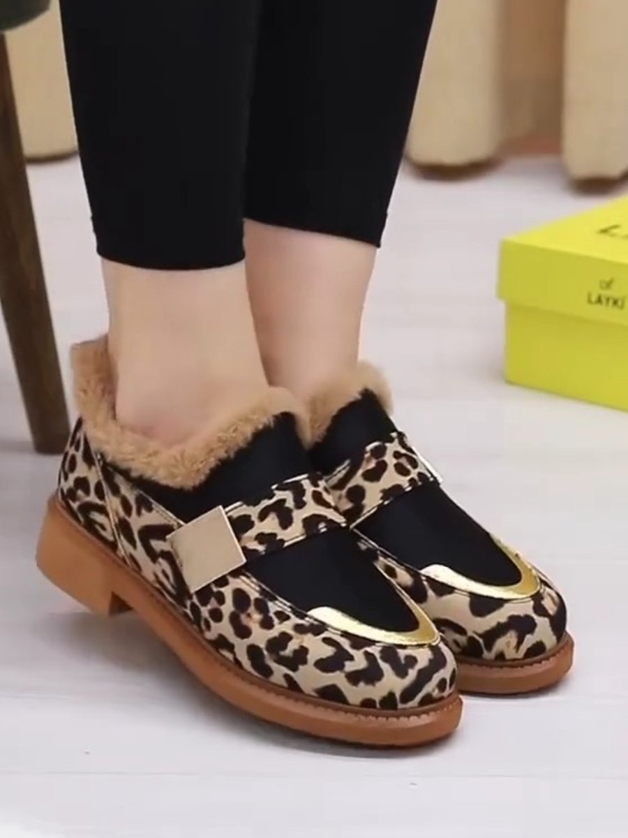 Leopard Print Flat Warm Shoes