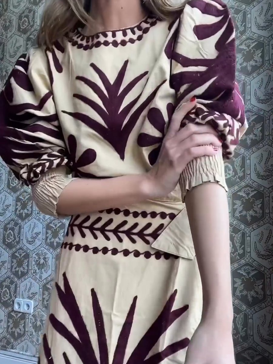 Vintage Printed Waist Dress Set