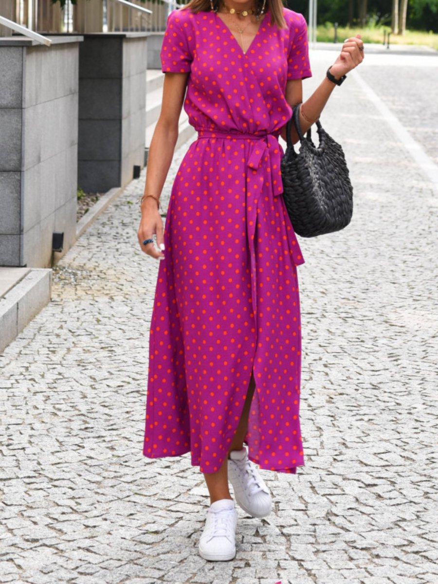 Summer New V-Neck Printed Strappy Dress