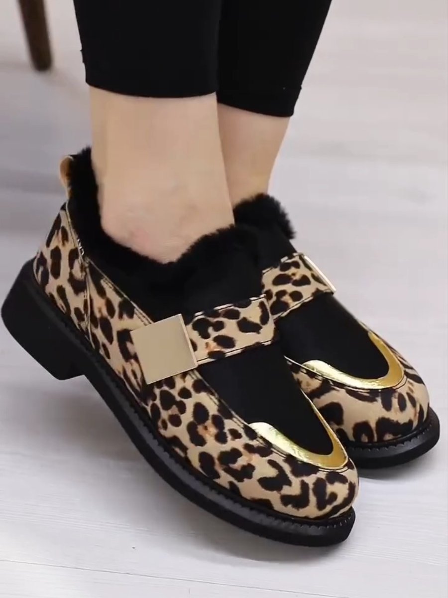 Leopard Print Flat Warm Shoes