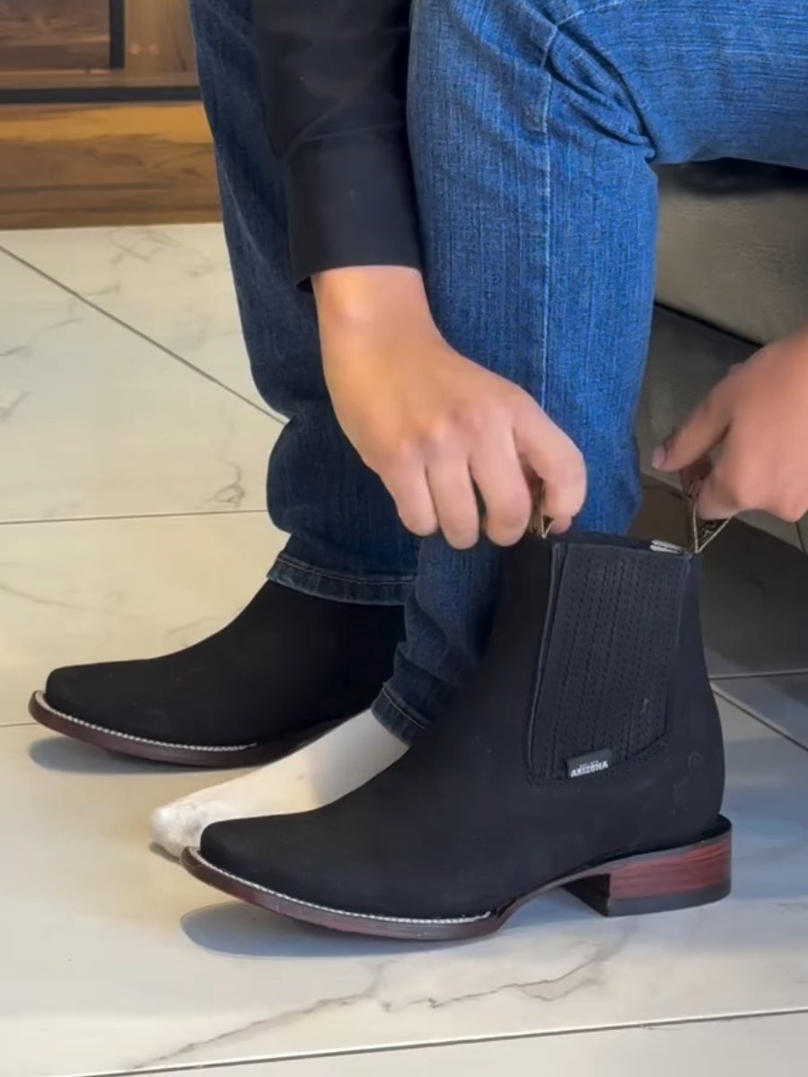 Western Chelsea Ankle Boots Men's Square Toe Large Size Martin Boots