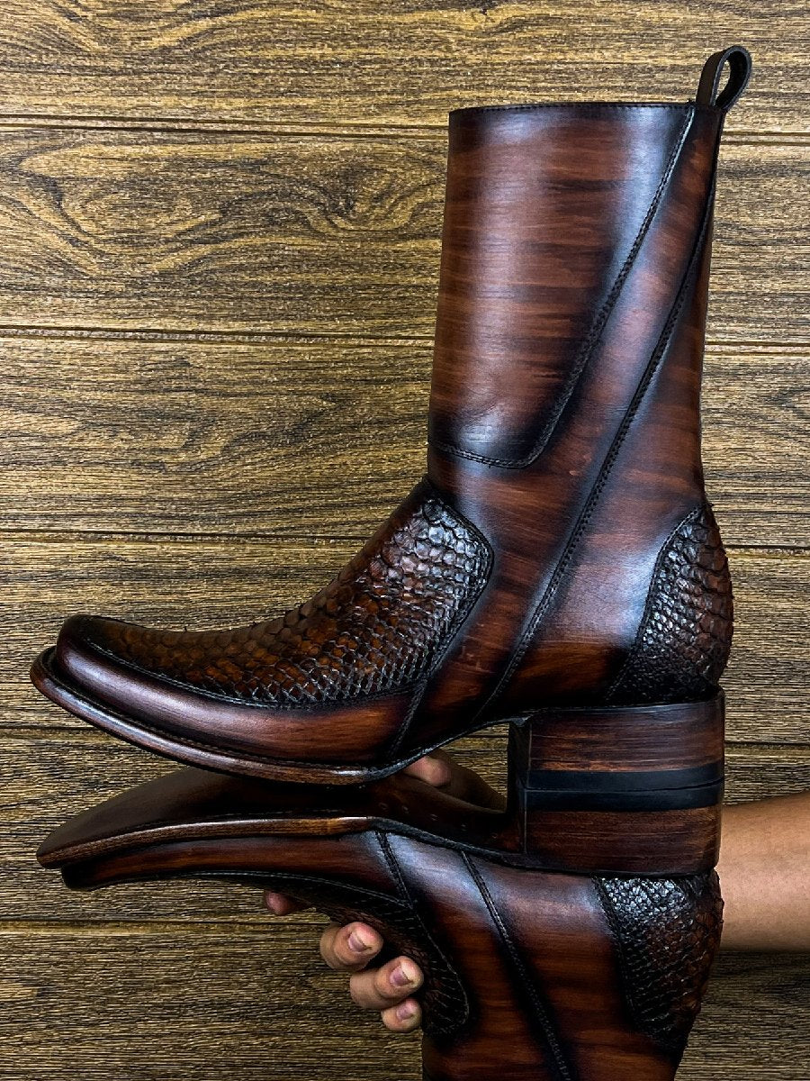 Western Cowboy Boots Trendy Men's Shoes Workwear Fashion Retro Boots