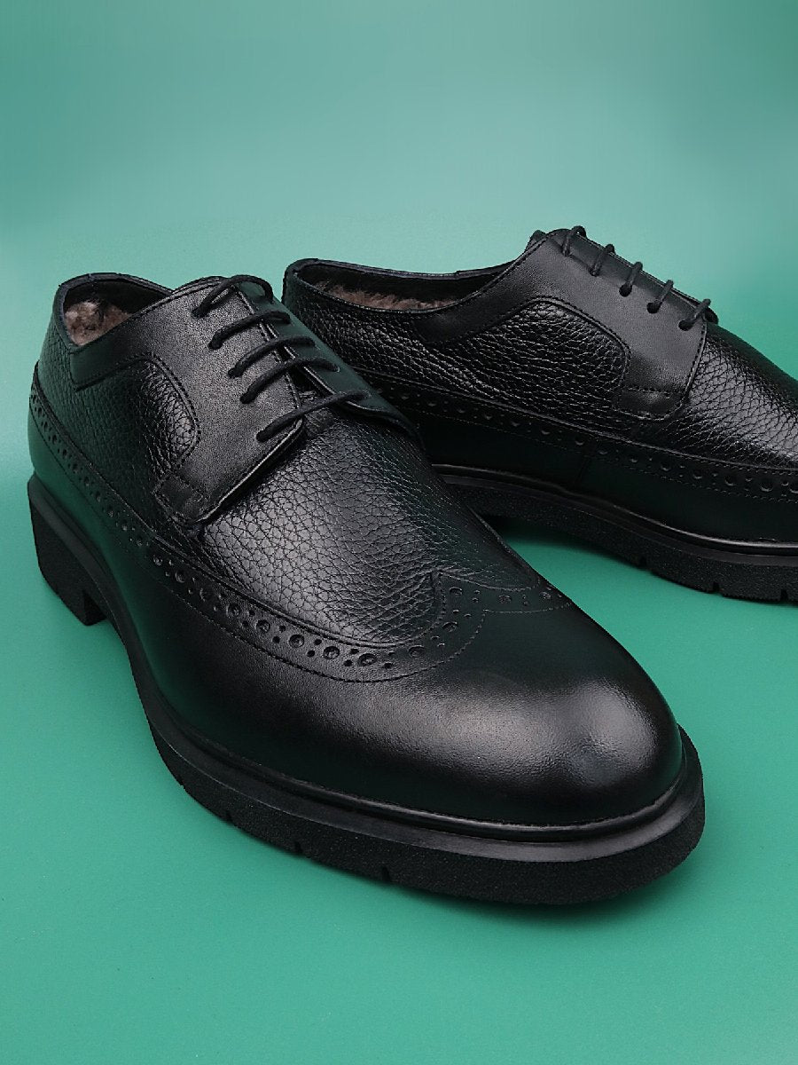 Formal Plus Velvet Genuine Leather Casual Brogue Carved Men's Shoes