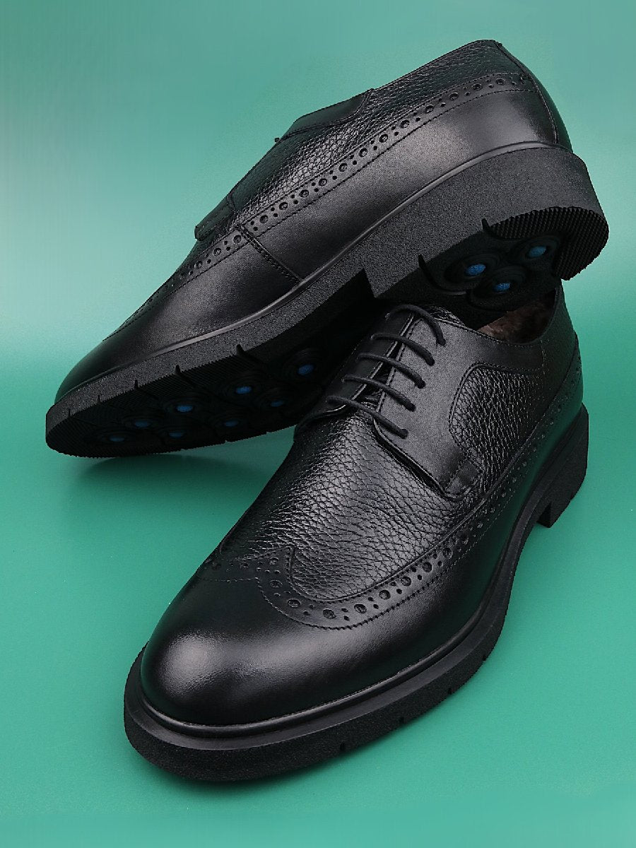 Formal Plus Velvet Genuine Leather Casual Brogue Carved Men's Shoes
