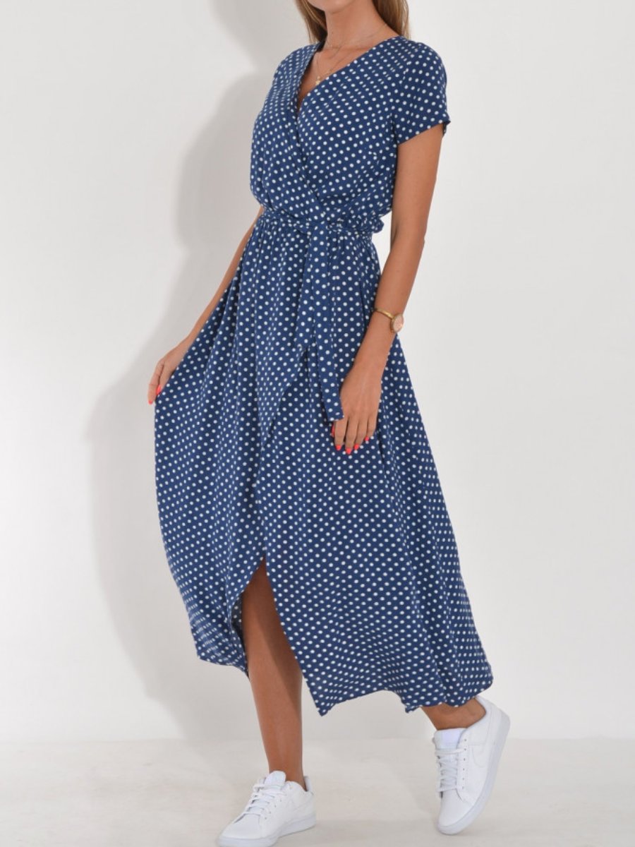 Summer New V-Neck Printed Strappy Dress