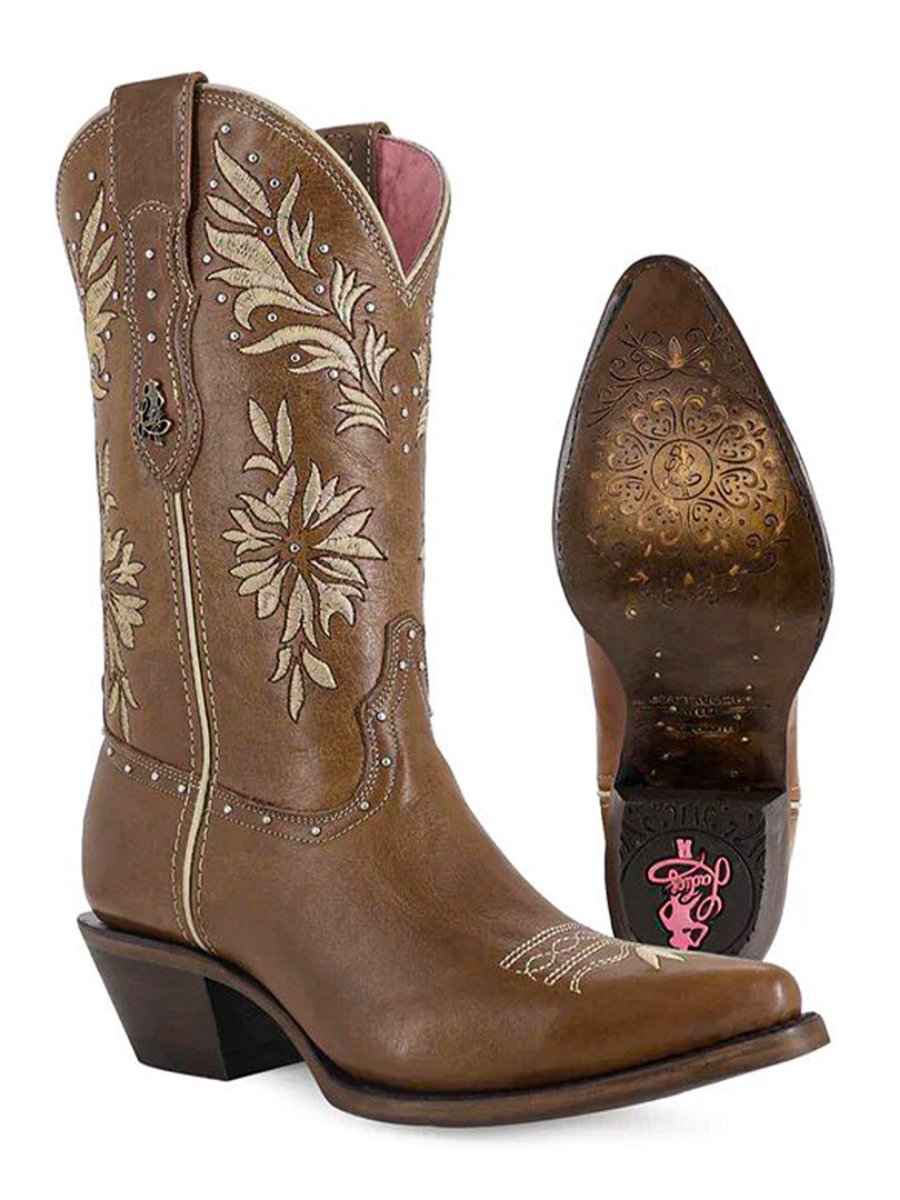 V-neck Western Cowboy Boots Thick Heel Embroidered Knight Boots