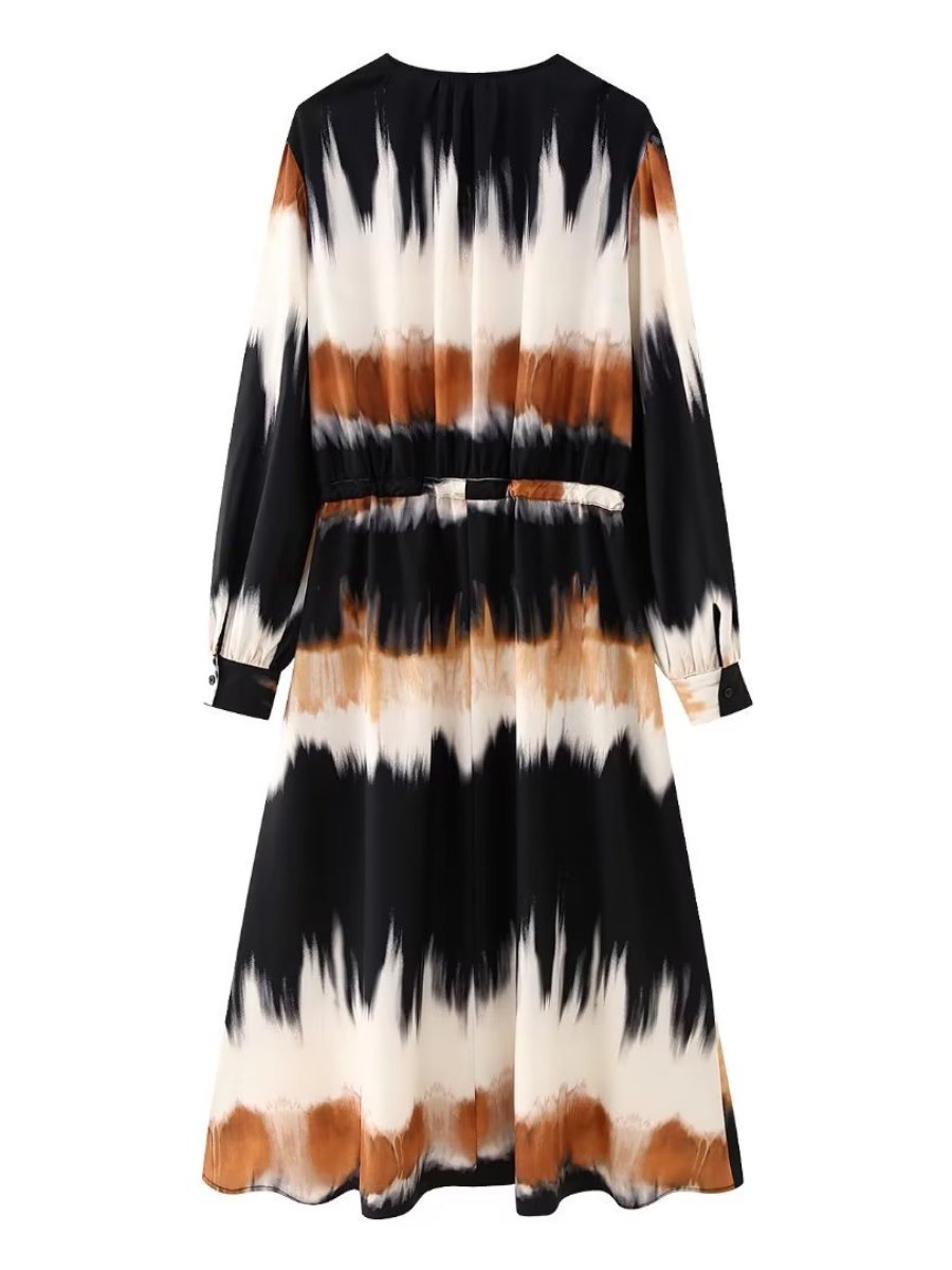Waisted Tie-Dye Print Dress