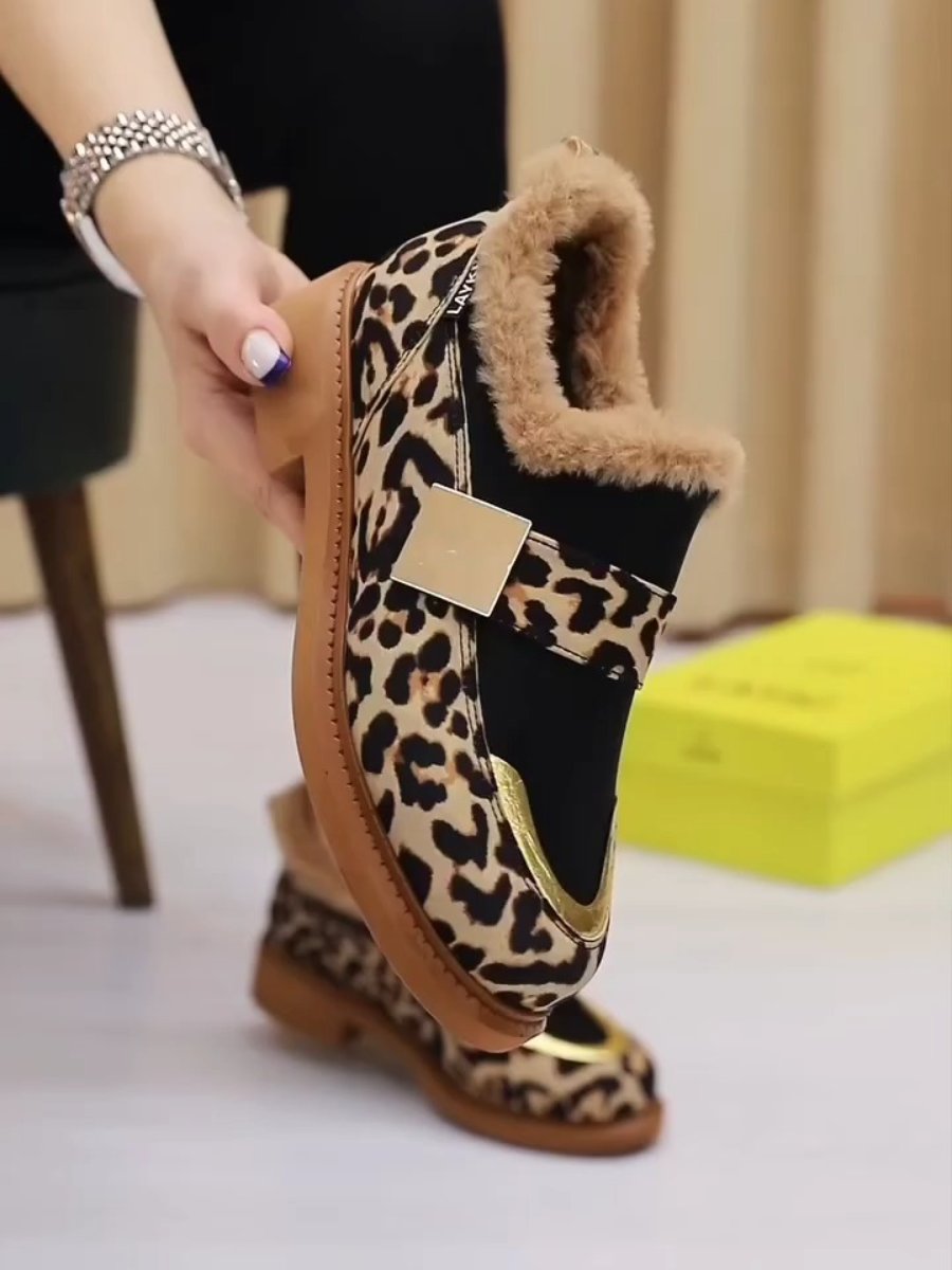 Leopard Print Flat Warm Shoes