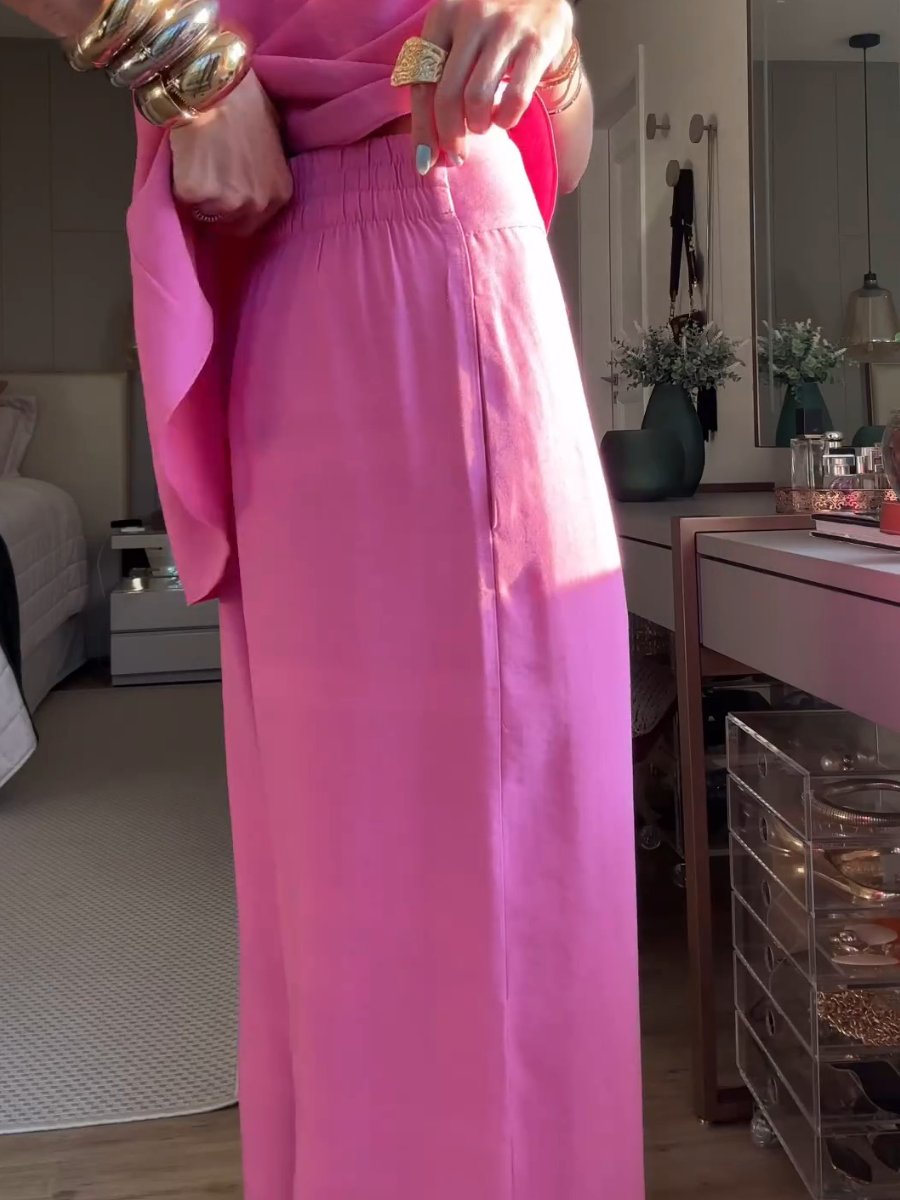 Solid Color Sleeveless Two Piece Set