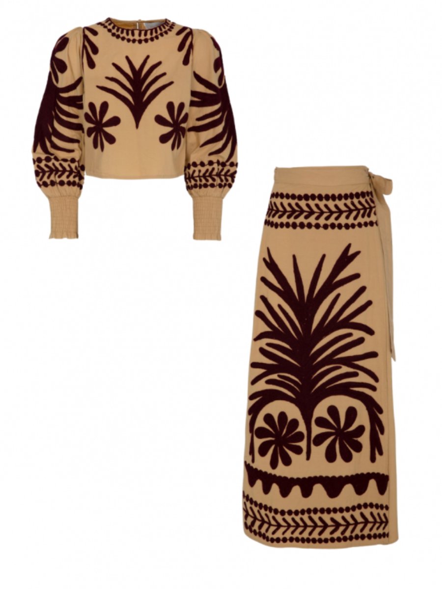Vintage Printed Waist Dress Set