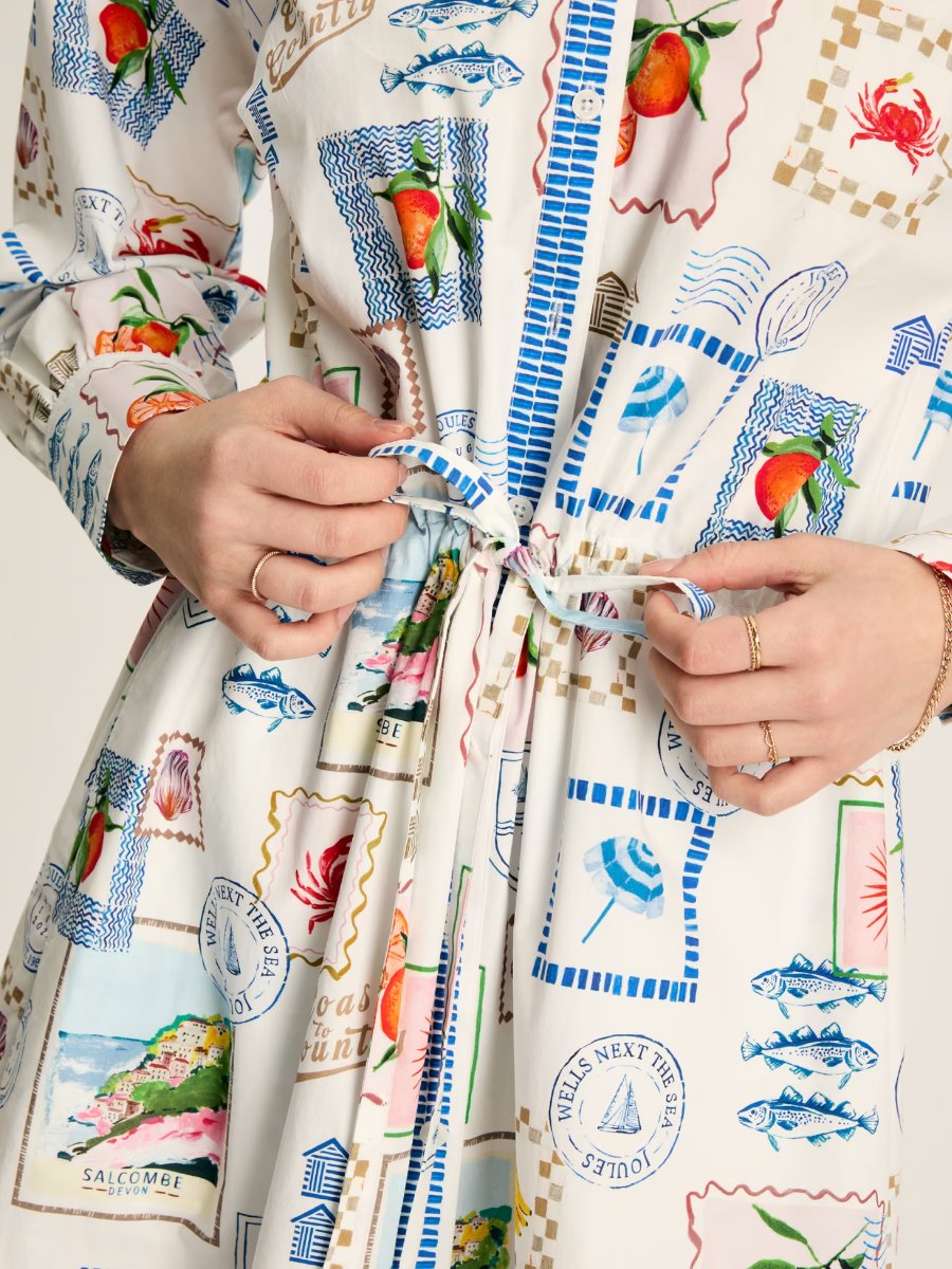 Pure Cotton Printed Midi Shirt Dress