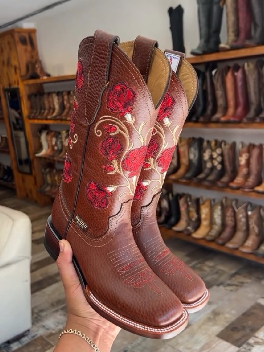 Fashion Martin Boots Thick Heel High Heel Embroidered Women's Boots