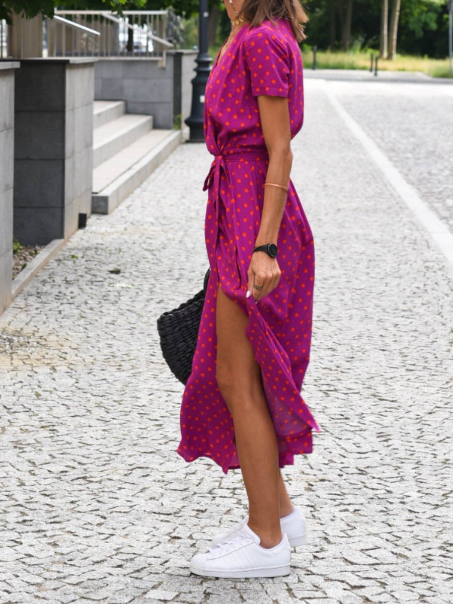 Summer New V-Neck Printed Strappy Dress