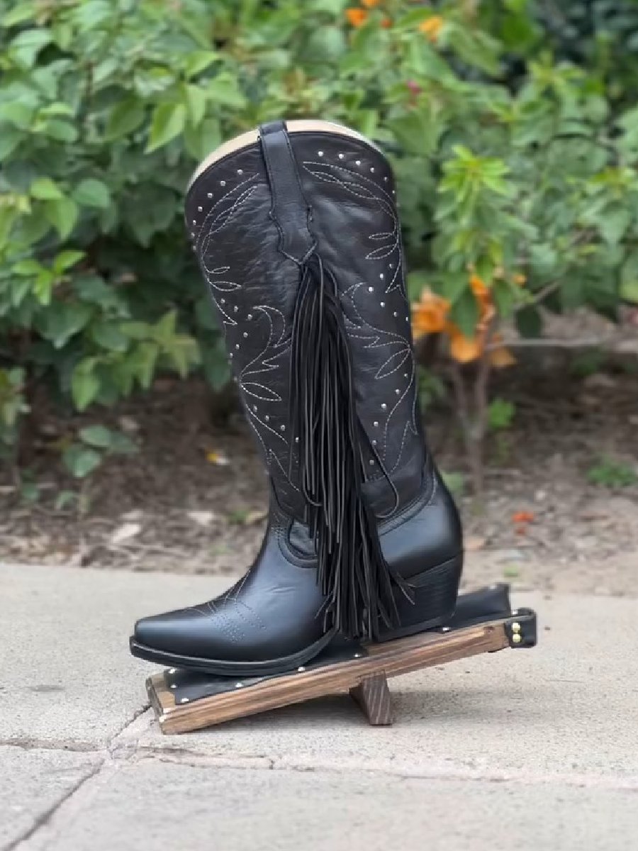 Pointed Toe Martin BootsMid-tube Tassel Boots Ethnic Retro Women's Shoes