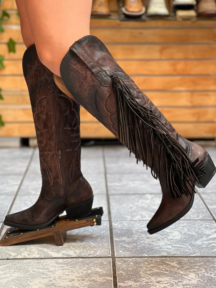 Women's Chunky Heel Tassel Boots High Heel Boots
