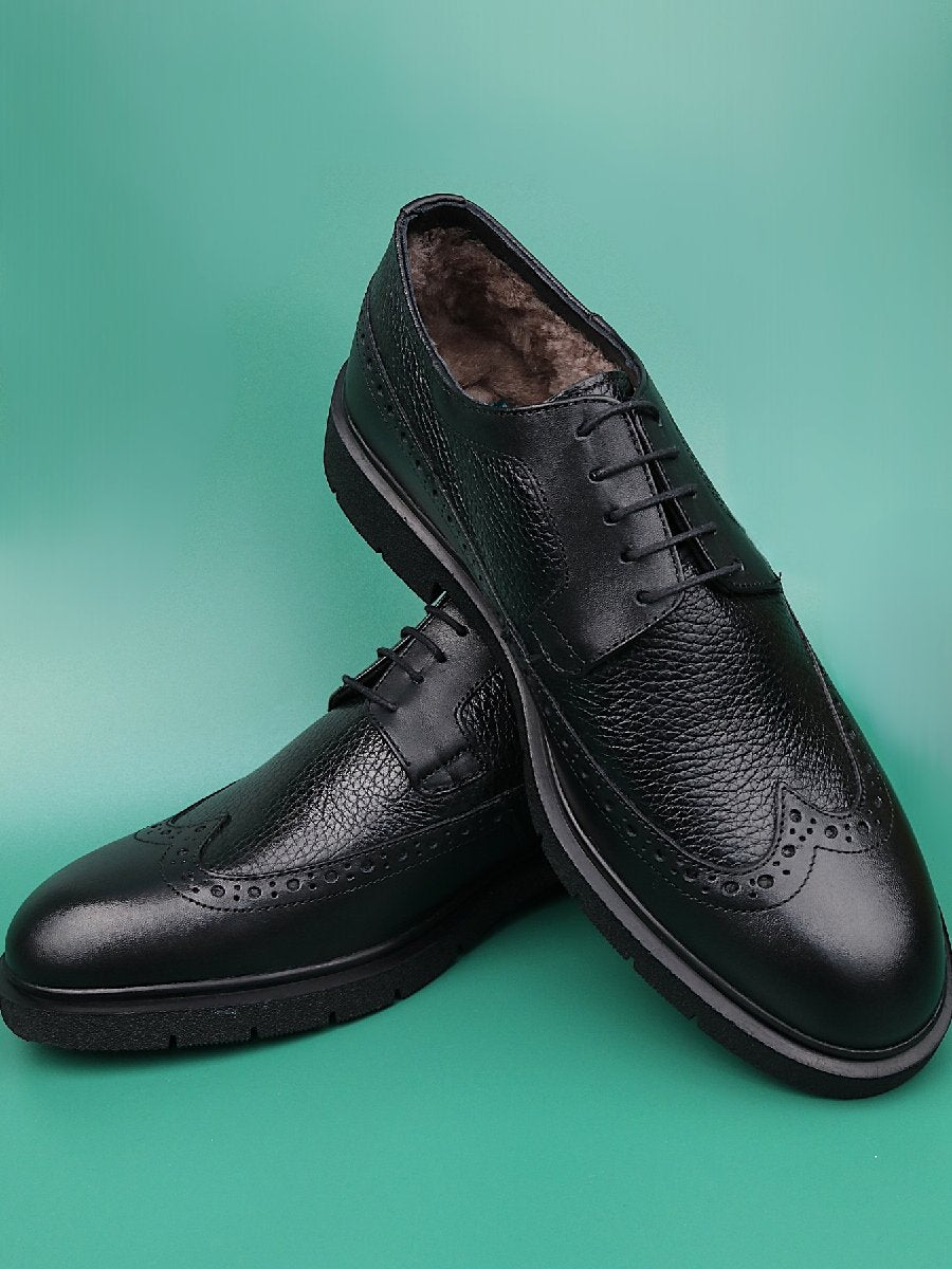 Formal Plus Velvet Genuine Leather Casual Brogue Carved Men's Shoes