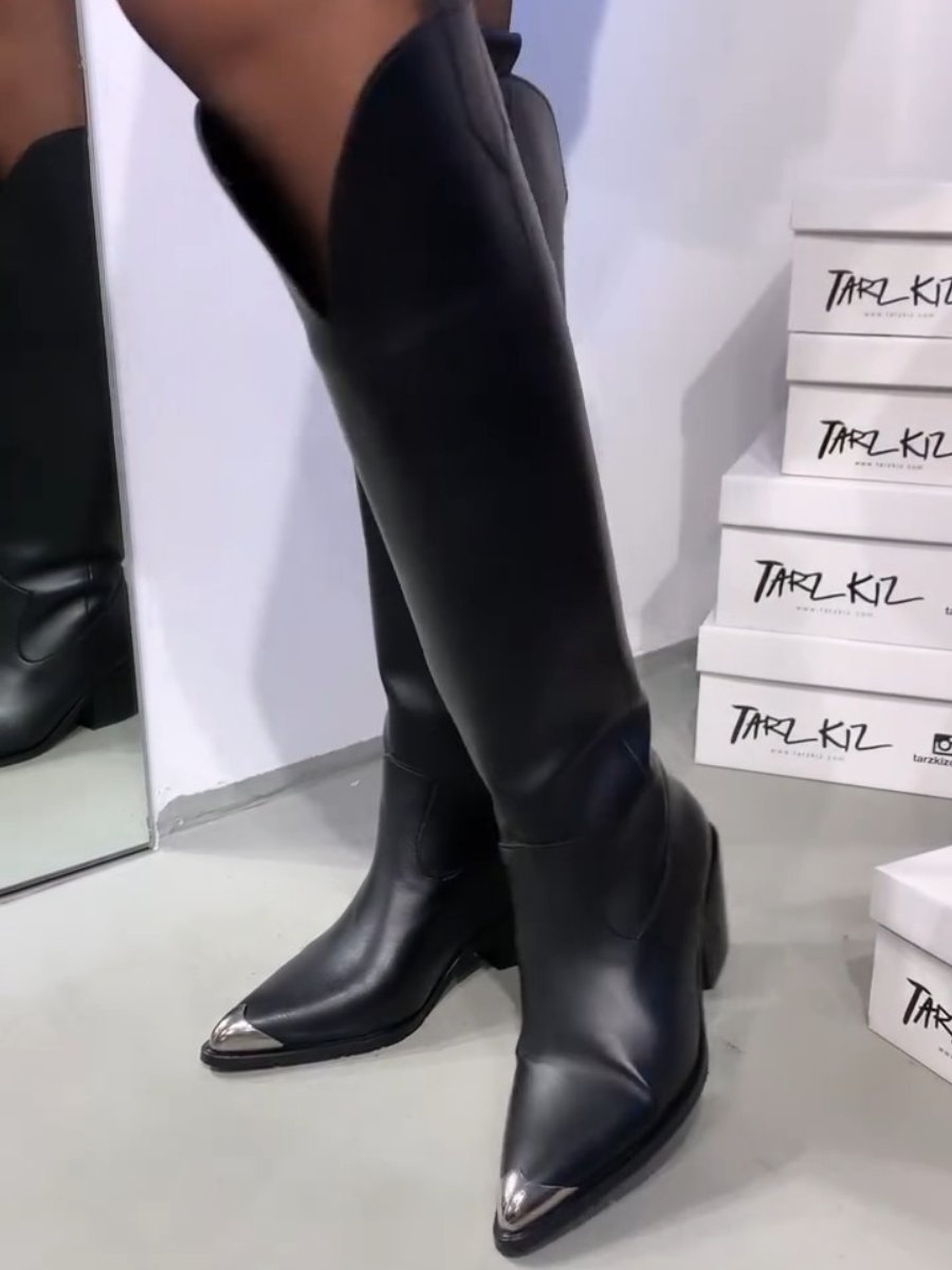 Long V-neck Boots Pointed Toe Knight Boots