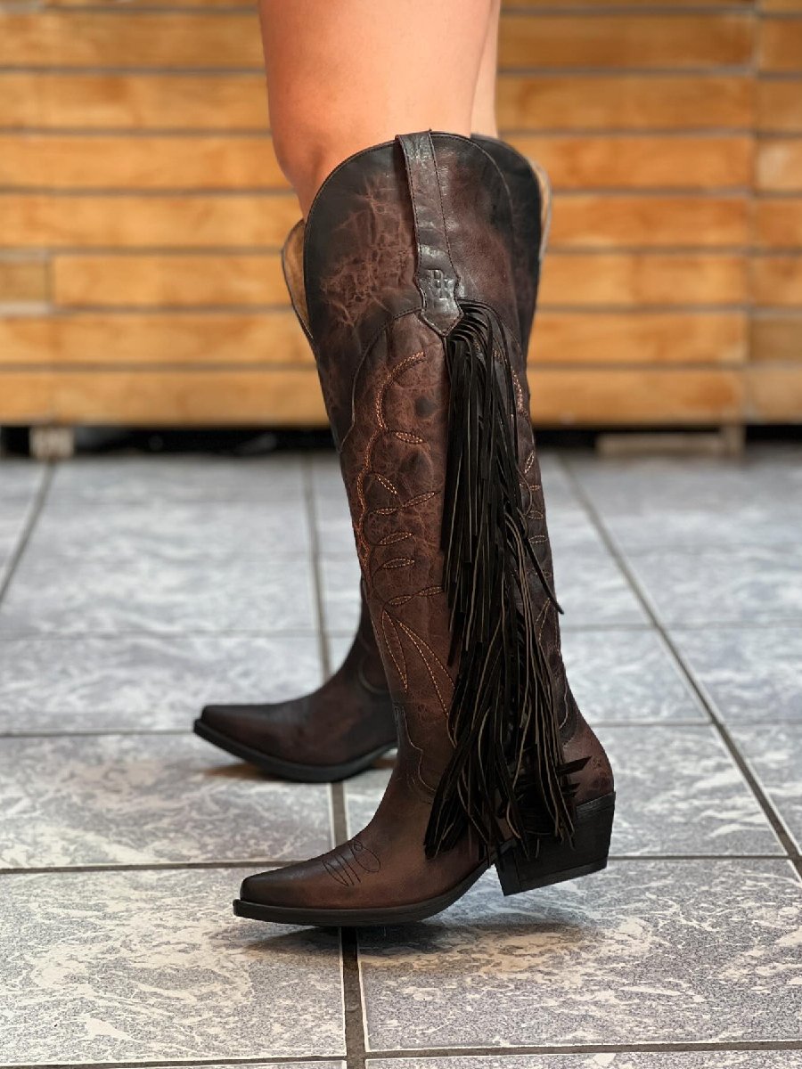 Women's Chunky Heel Tassel Boots High Heel Boots