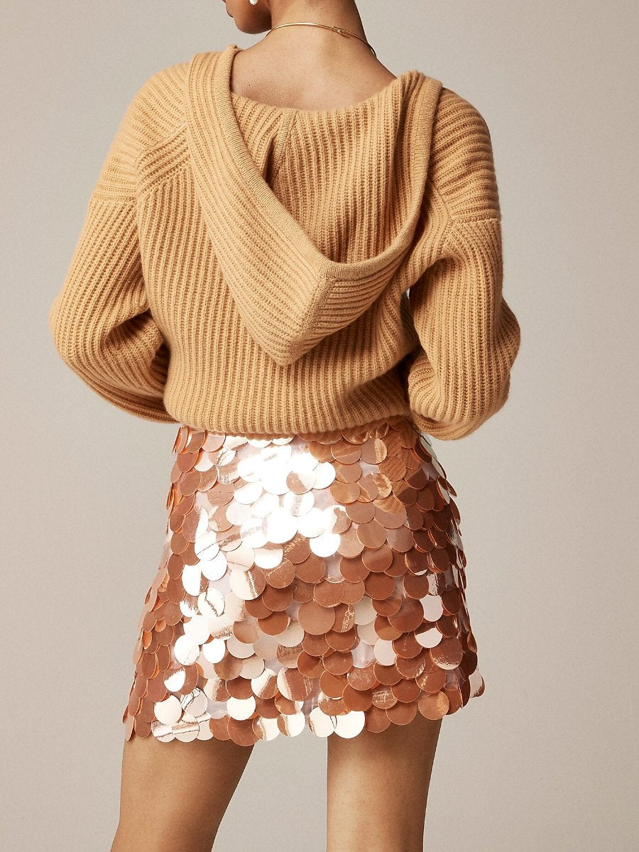 Circle-Sequin Mini Skirt