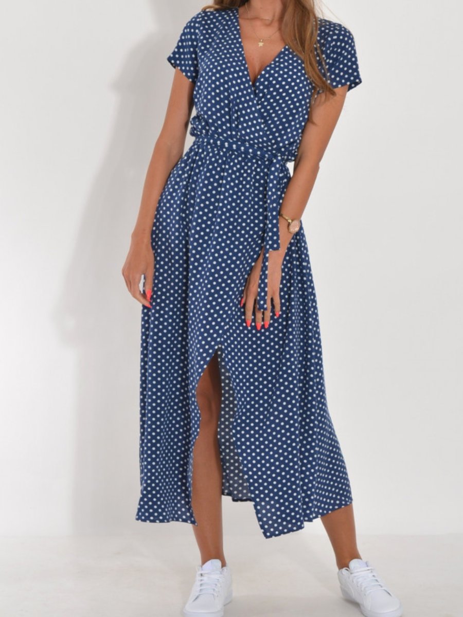 Summer New V-Neck Printed Strappy Dress