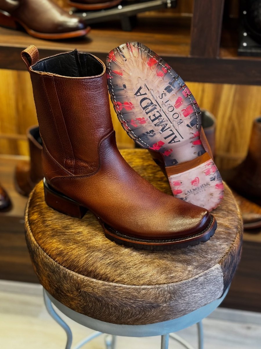 Flat Bottom Thick Heel Mid-tube Square Toe Men's Casual Versatile Men's Boots