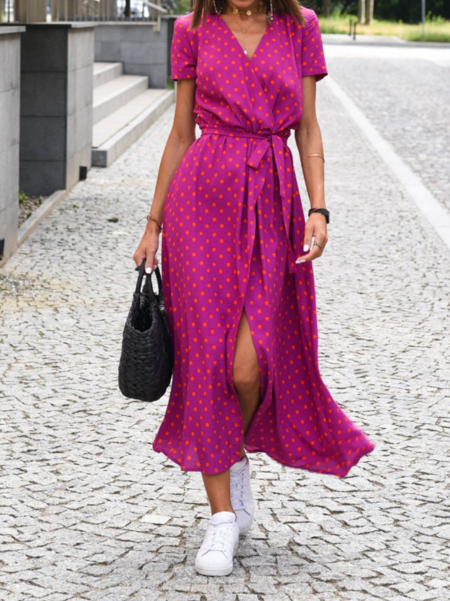 Summer New V-Neck Printed Strappy Dress