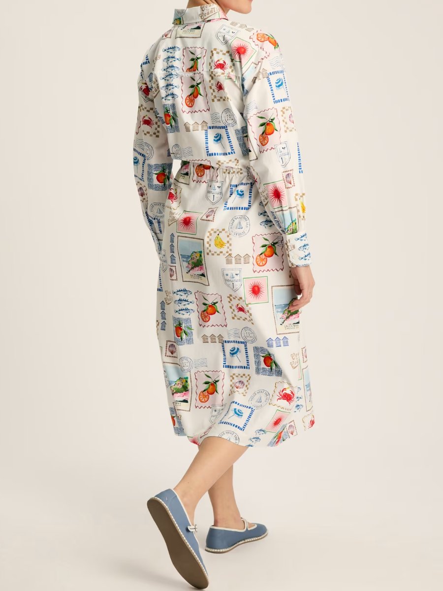 Pure Cotton Printed Midi Shirt Dress