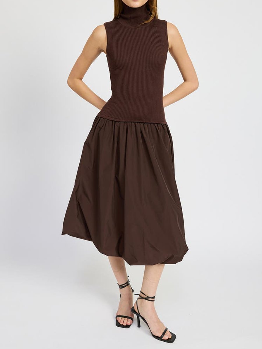 Sleeveless Mixed Media Midi Dress