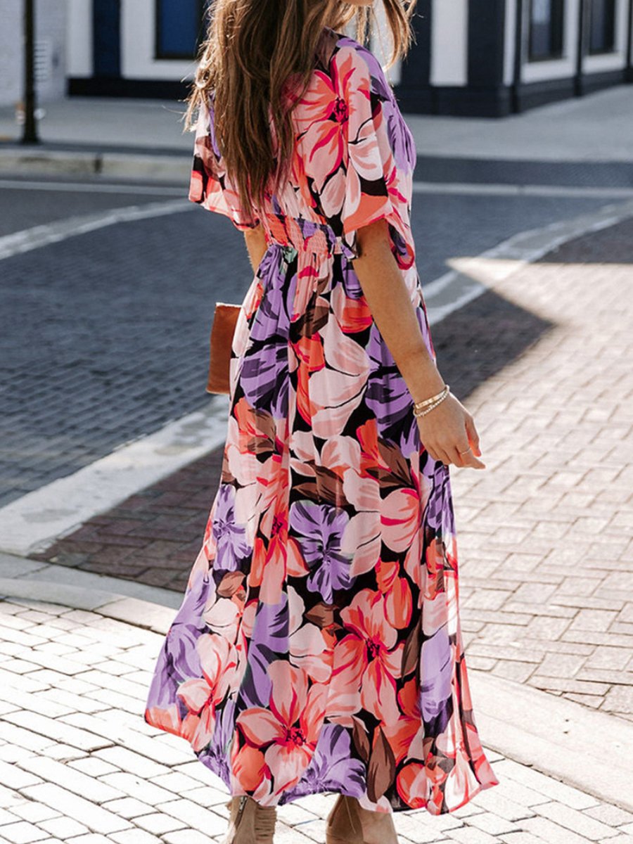 Sexy High Waist Fashion Printed Slit Dress
