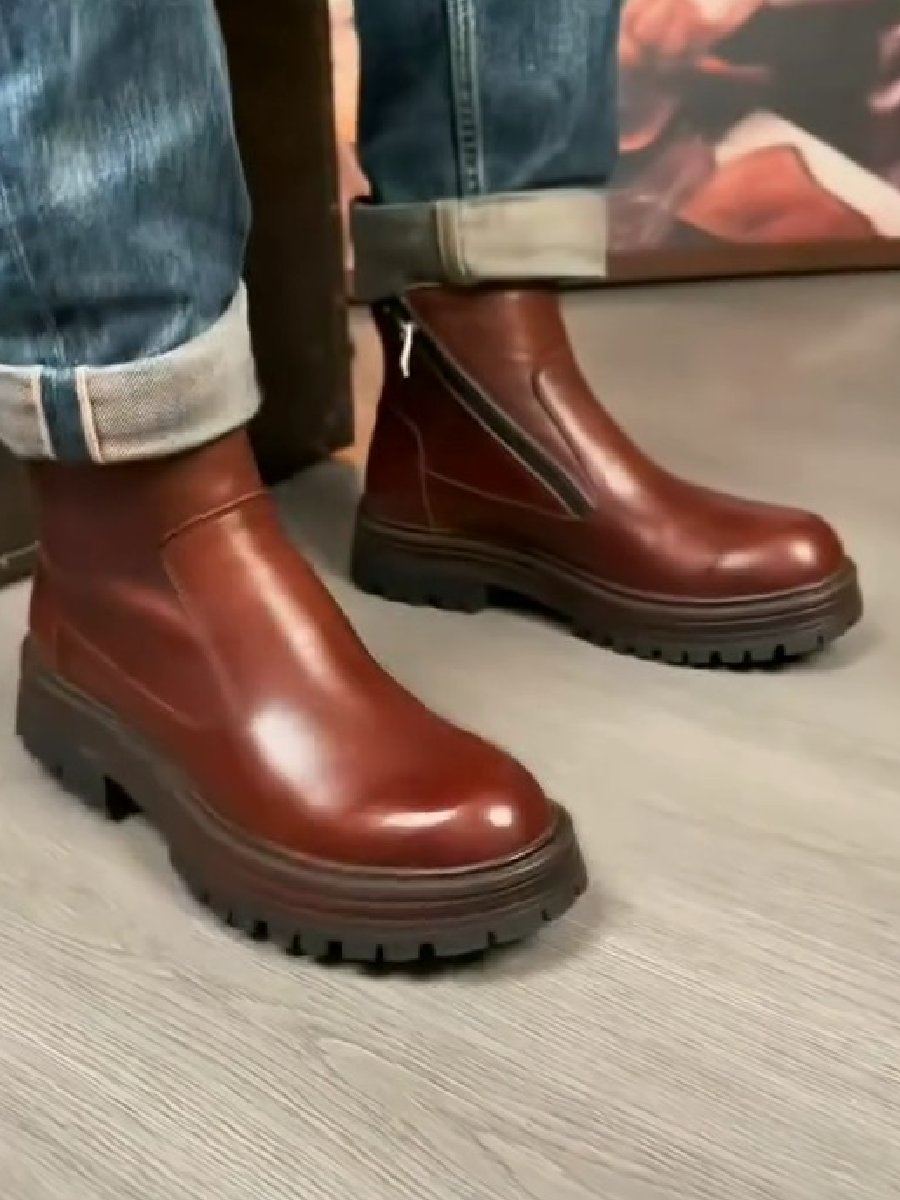 Genuine Leather High Top Handmade Soft Leather Ankle Boots
