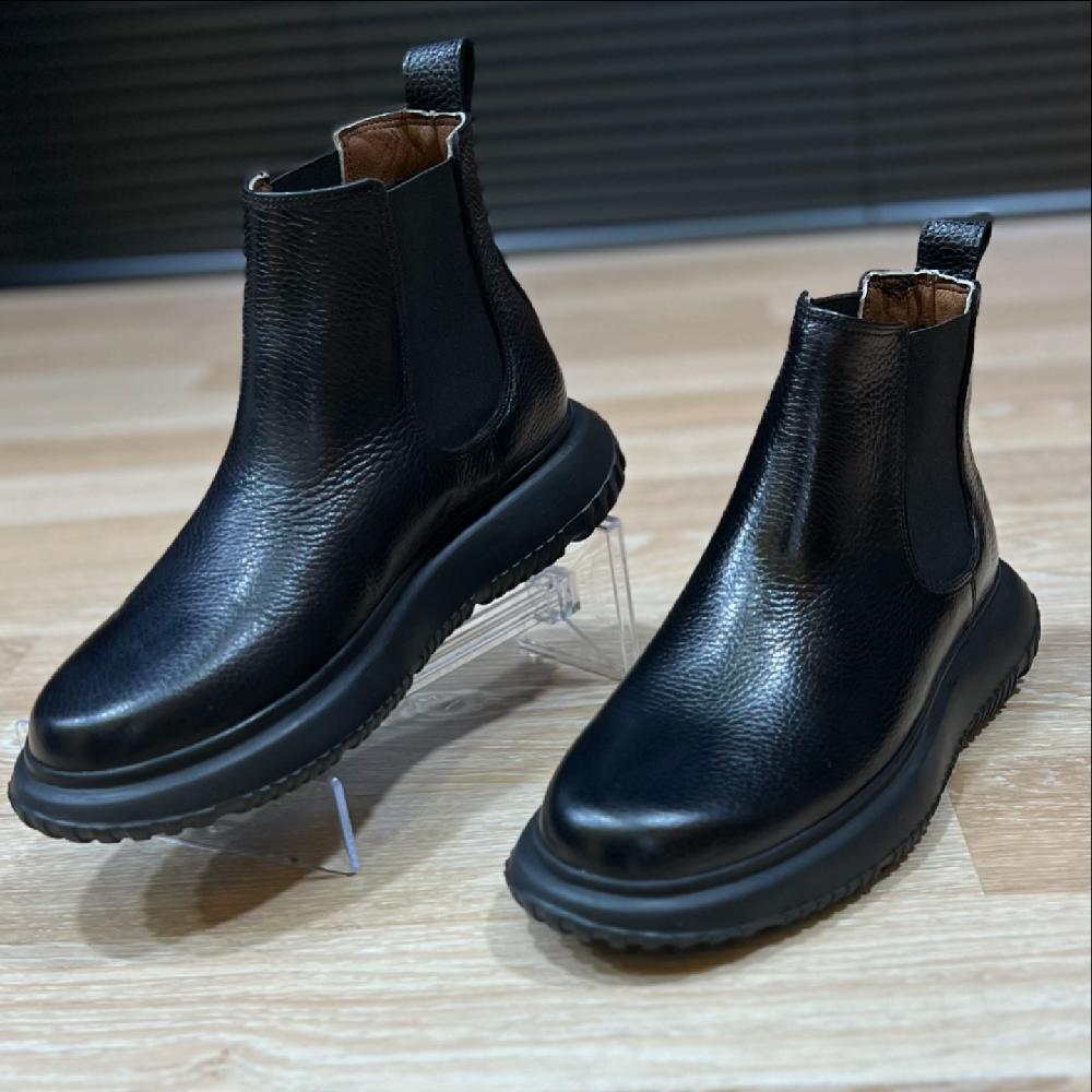 Thick-soled High-top Leather Chelsea Boots
