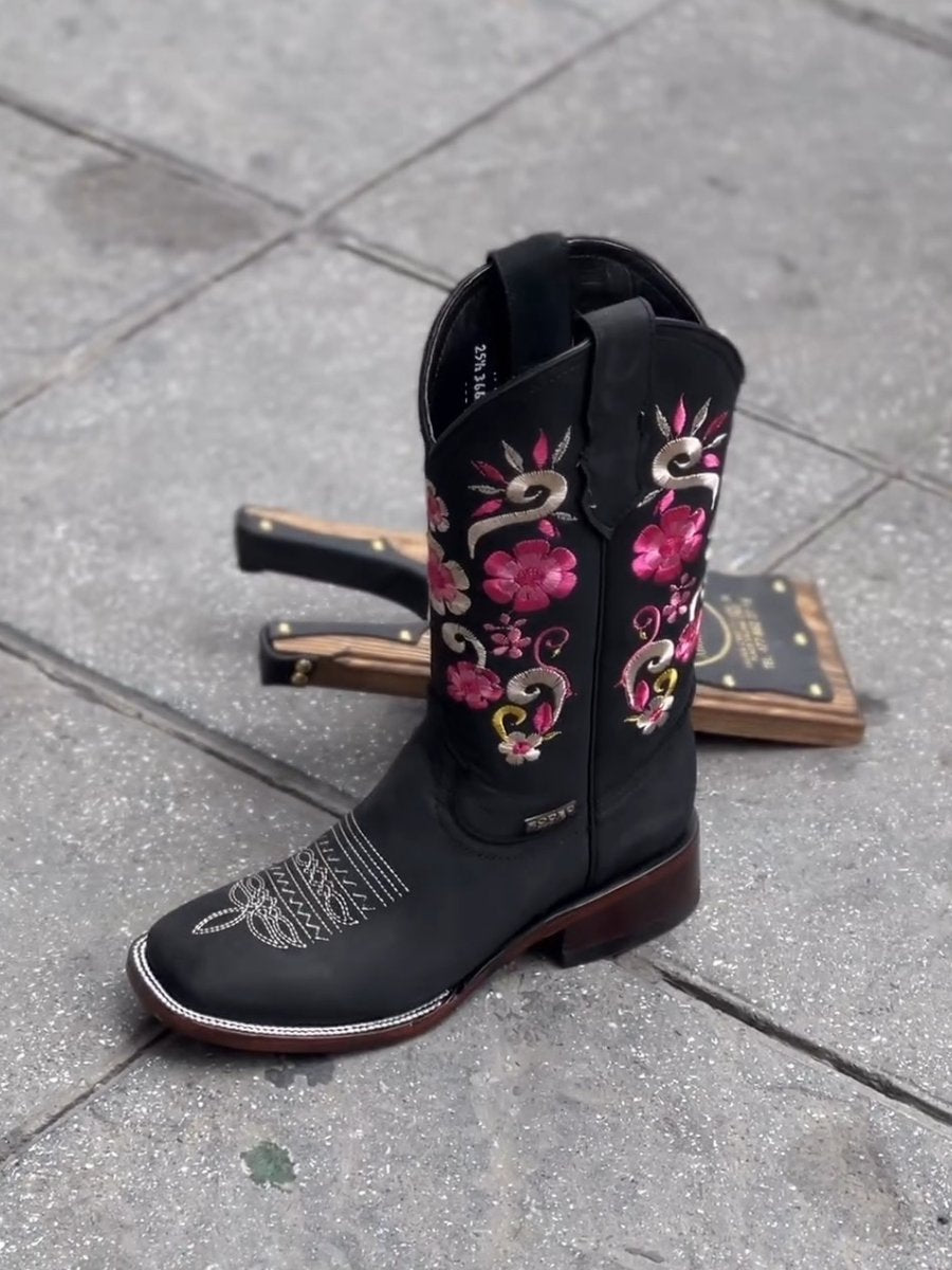 Women's Chunky High Heel Embroidered Boots