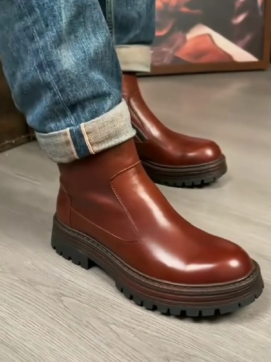 Genuine Leather High Top Handmade Soft Leather Ankle Boots